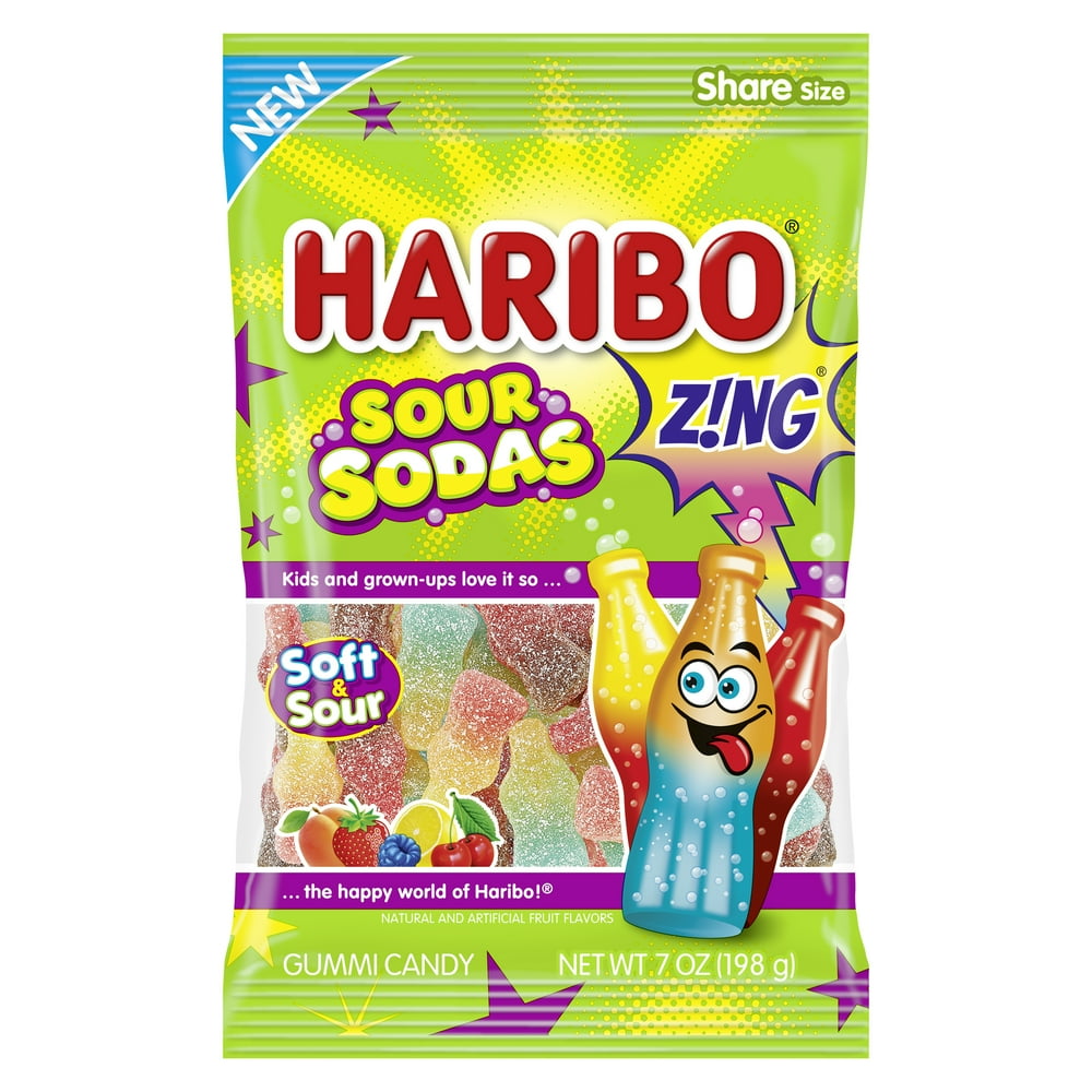 Haribo Sour Sodas Z!NG Gummies Share Size 4.5oz - Buy at Snack Rack City