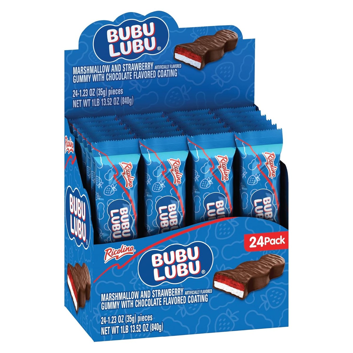 Ricolino Bubu Lubu Chocolate Strawberry Marshmallow 24pcs - Buy at Snack Rack City
