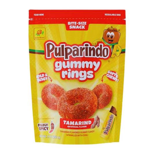 De La Rosa Pulparindo Gummy Rings Tamarind 9oz - Buy at Snack Rack City 2048